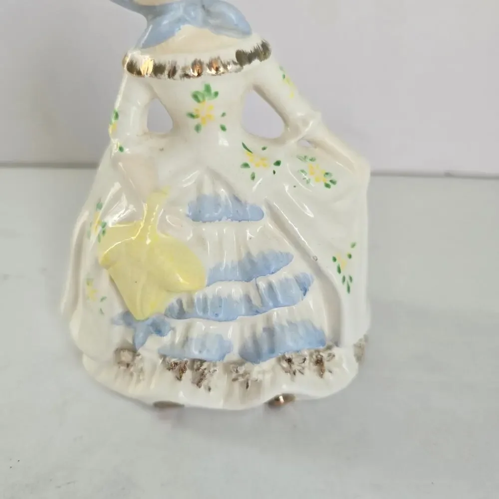 Vintage Figurine Planter Woman Bonnet 50s 60s Kitsch Japanese Gone With the Wind